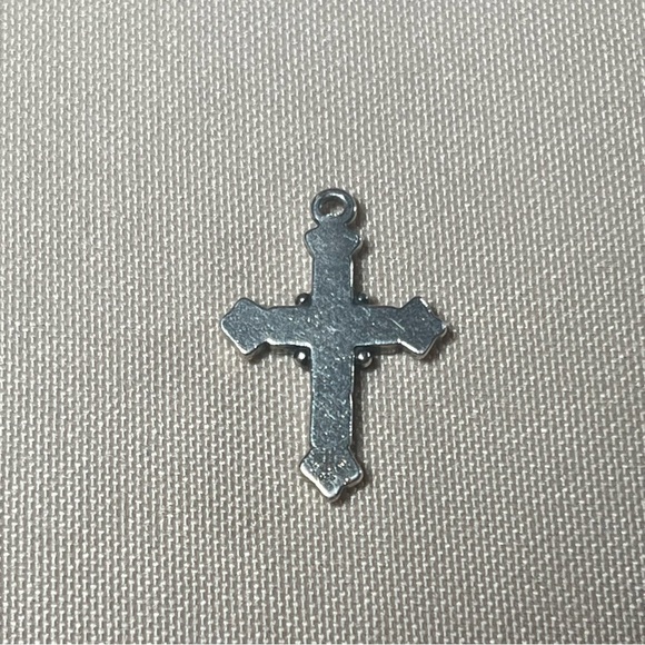 James Avery Retired Green Stone Mosaic Tile Enamel 925 Sterling Silver Cross - Picture 11 of 12